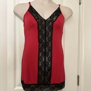 Fredericks of Hollywood Red/Black Lace Lingerie Camisole Slip  Women's Size M/L